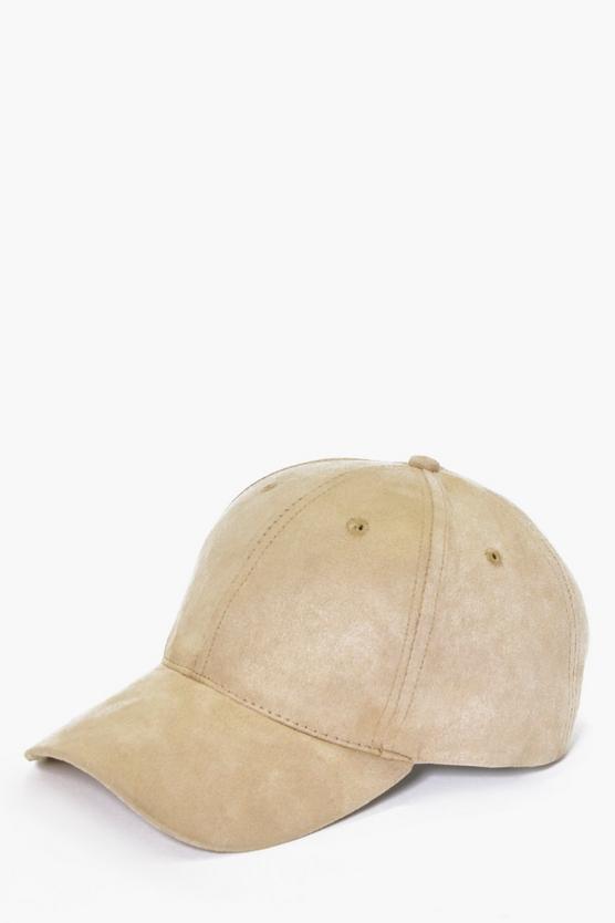 Sand Faux Suede Baseball Cap